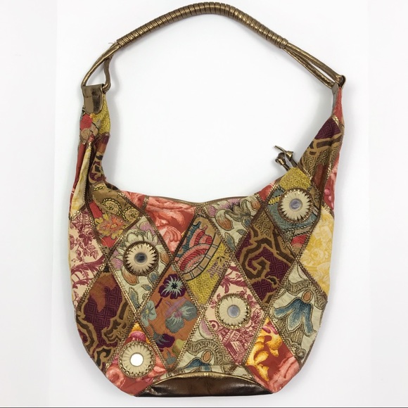 Saks Fifth Ave Patchwork Mirror Metallic Hobo Bag - Picture 5 of 8